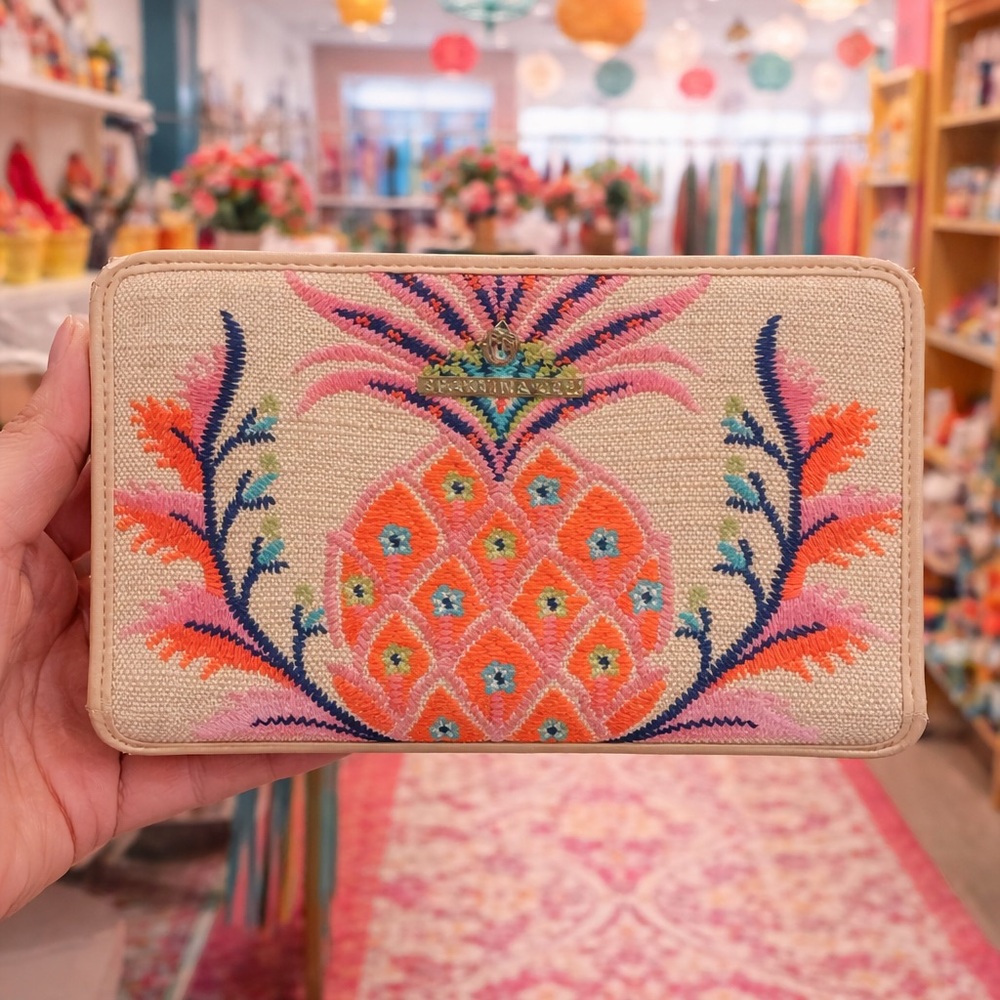 Spartina 449 Colorful Pineapple Embroidered Clutch wallet